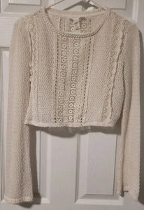 Forever 21 Size Small Cropped Lace Top Blouse White Women's - Picture 1 of 6