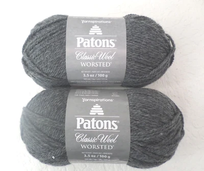 Lote de (2) hilos de lana clásicos Patons mezcla gris oscuro Foto 1 de 2