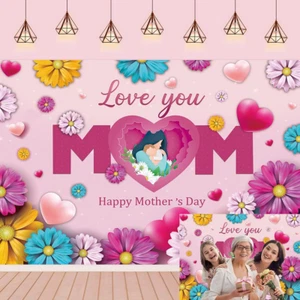 Happy Mother'S Day Backdrop Floral Thanks Mom Mother'S Day Photography Backgroun - Picture 1 of 7