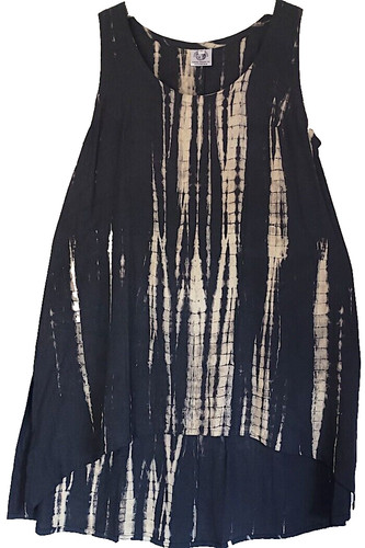 OFF WHITE Prendisole tie dye bianco e nero sporco medio rayon fatto a mano