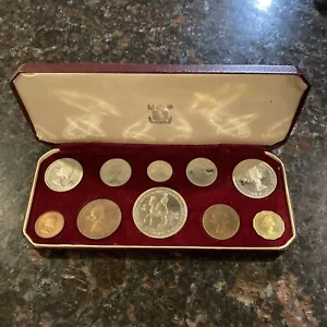 1953 UK Elizabeth II Crown to Farthing 10 Coin Proof Set in Original Box  - Picture 1 of 12