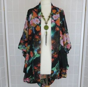 Quiz Cover Up Size S/M Multicoloued Floral Draped Lightweight Sheer Open Summer - Picture 1 of 11
