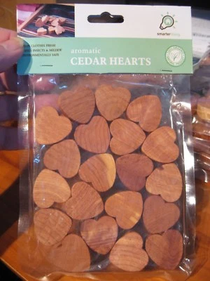 20 Organic Aromatic 1" Cedar Wood Hearts Repels Insects Keeps Clothes Fresh  - Image 1 of 3