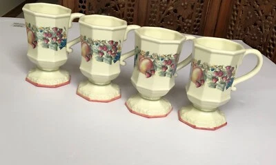 Taza de café vintage AVON Sweet Country Harvest con patas, juego de cuatro Foto 1 de 4