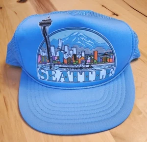 Vintage Seattle Washington Smith Tourist Mesh Foam blau Truckermütze Snapback Cap - Bild 1 von 10