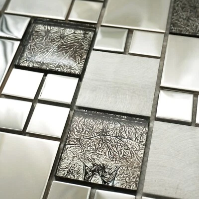 Mosaic Tiles Sheet Onyx Black Mix Squares For Wall Floor Bathroom - Image 1 of 4