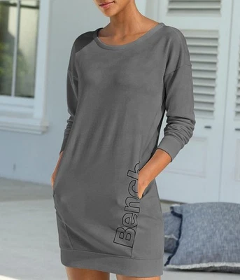 Bench Damen Sweatkleid Freizeit Rundhals Langarm anthrazit meliert NEU - Bild 1 von 2