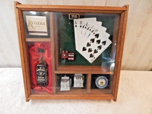 Vtg Las Vegas Casino Memorabilia Shadow Box Display - 10.75"x10.75" - Picture 1 of 4