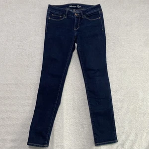 American Eagle Outfitters Dark Wash Skinny Stretch Jeans Size 8 SHORT Women's - Picture 1 of 9