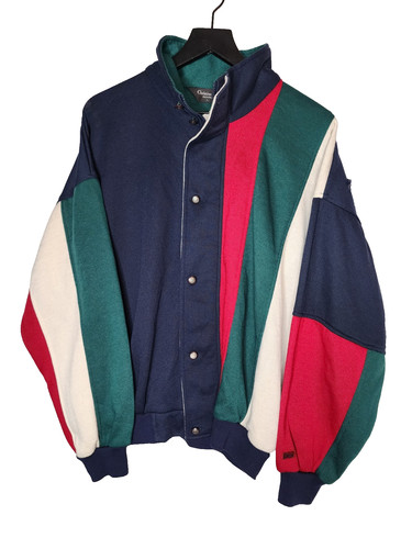 Giacca vintage Christian Dior Monsieur L bottoni zip colore blocco blu rosso bianco verde