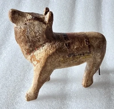 古董木制南迪雕像手工制作雕像老牛微型家居装饰 — 第 1/4 张图片