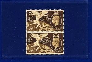 1948 SG498 1s Brown Olympics QCom17 Vertical Pair Unmounted Mint pnuy - Bild 1 von 3