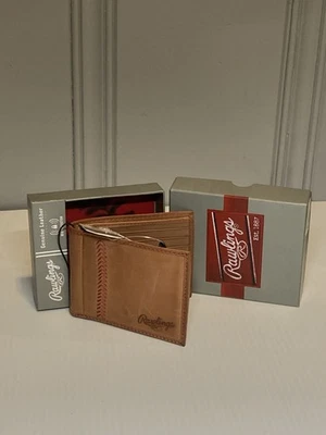 Rawlings Baseball Stitch Genuine Leather Bifold Wallet RS10000 TAN New In Box - Image 1 of 4