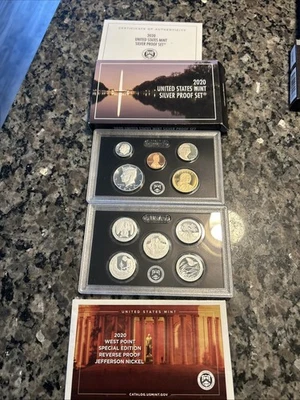 Juego de prueba de plata como nuevo 2020 EE. UU. con bonificación West Point níquel, certificado de autenticidad, caja original Foto 1 de 4