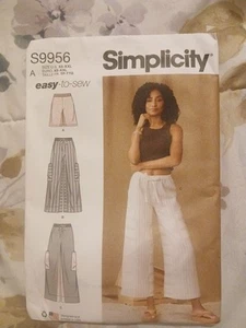 SIMPLICITY PATTERN 9956 PANTS SHORTS MISSES SIZES XS S M L XL XXL UNCUT - Picture 1 of 1