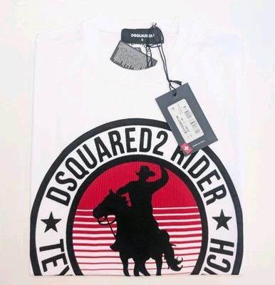 DSQUARED2 D2 T-SHIRT MENS RIDER TEXAS RANCH COWBOY - S - WHITE - RRP £190 - Image 1 of 4