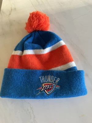 Oklahoma City Thunder Logo Pom Pom Cuffed Beanie Fleece Toboggan Hat - Изображение 1 из 2