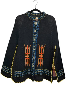 Poncho Suéter Tejido Montgomery Ward De Colección Capa Templo Asiático Pagoda Años 70 - Imagen 1 de 8