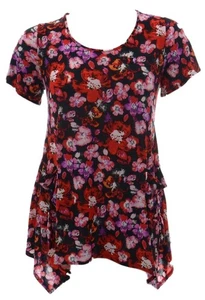 Swing top galleggiante con stampa rossa taglia 16 tasche ad anello a goccia D donna - Foto 1 di 3