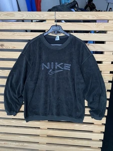 Vintage 90s Nike Fleece Teddy Big Logo Oversized Trashed Sweatshirt Pullover - Picture 1 of 13