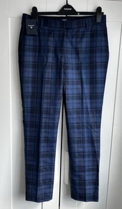Pantalone donna Gant blu check sartoriale lana cotone elegante ufficio lavoro NUOVO UK 14 - Foto 1 di 9