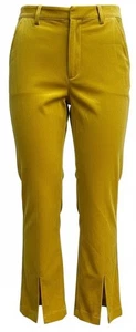 Anthropologie Sz 6 Avec Les Filles Split-Front Velvet Pants Yellow/Gold Tuxedo - Picture 1 of 19