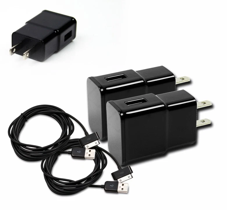 2X 2A TRAVEL ADAPTER+10' 30PIN USB CABLE WALL CHARGER BLACK IPHONE IPAD 2 3 IPOD - Image 1 of 1