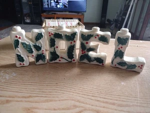 Vintage UCAGCO Japan Ceramic Christmas NOEL Letter Set Wall Pocket, Tabletop - Picture 1 of 18