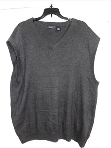 Saddlebred Sweater Vest Mens XLT Gray V Neck Knit Pullover Sleeveless - Picture 1 of 3