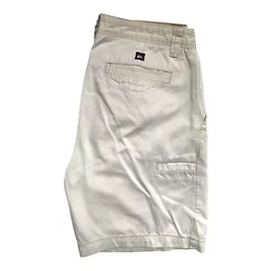 Quiksilver Shorts Mens 32 Waist Beige Flat Front - Picture 1 of 5