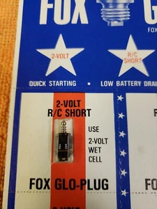 Fox Plugs - one single Fox 2-volt short Glo-Plug - one New Plug! - Picture 1 of 6