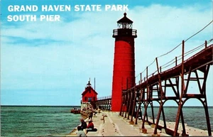 Postkarte Grand Haven Michigan Grand Haven State Park South Pier Vintage unbesendet - Bild 1 von 2