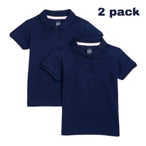 Wonder Nation Girls School Uniform Short Sleeve Interlock Polo Shirt, XL 14-16 - Picture 1 of 3