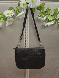 31 Thirty One Crossbody Bag Black Diamond Print Pink Stitching & Lining - Picture 1 of 11