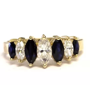 14k Gelbgold Damen Marquise CZ Edelstein Band Ring 3,8g Vintage Jubiläum - Bild 1 von 7