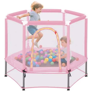 55" Mini Trampoline with Safety Enclosure Net 4.5FT Indoor Outdoor Toddler - Picture 1 of 8