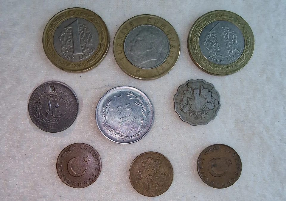 Colección de monedas raras del Imperio Otomano y Turquía 1909-2017 | 9 monedas | Coleccionables Foto 1 de 4