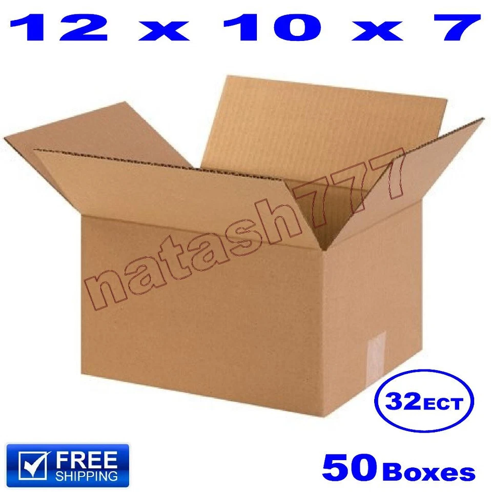 50 - 12x10x7 Cardboard Boxes Mailing Packing Shipping Moving Corrugated Carton - Image 1 of 1