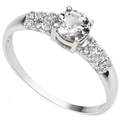 ANILLO DE COMPROMISO DE PLATINO Y TOPACIO GENUINO DE 1,11 CTW sobre plata esterlina Foto 1 de 2