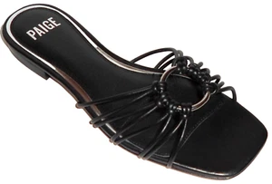 Paige schwarze flache Leder-Sandalen 7,5 M - Bild 1 von 8