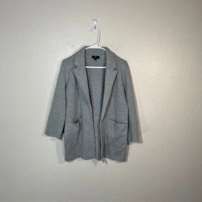 Blazer J CREW Feminino Tamanho XS Cinza Claro Sophie Frente Aberta Suéter Lã Merino - Imagem 1 de 4