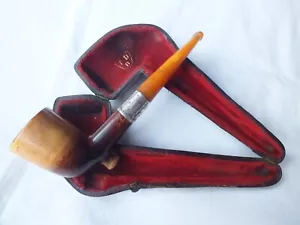 A gorgeous, cased, footed bowled, meerschaum with B'ham H'mark 1894 collar - Picture 1 of 8
