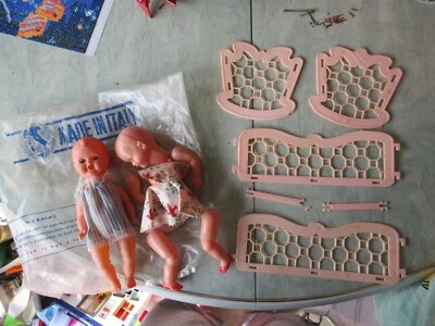 lot poupée Galba , Milo et son lit Made in Italy ancienne - Photo 1/4