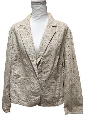 Chaqueta Blazer Venezia Mujer Beige Ojales 100% Algodón Talla 14/16 Bolsillos Femenino Foto 1 de 4