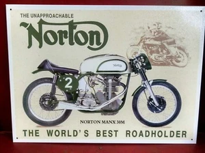 Letrero de metal vintage NORTON MANX 30M para motociclista © 1996 Desperate Ent. - Imagen 1 de 2