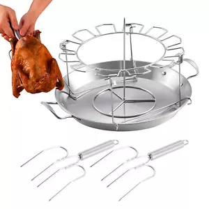 5 in1 Chicken Wing Leg Rack with Drip Pan Hold Up To 12 Chicken Legs for BBQ - Picture 1 of 12
