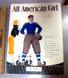 1932 All American Girl, Vintage Sheet Music, great cover graphic art work, Feist - Picture 1 of 4