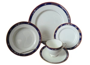 5 pezzi 24K OSCAR DE LA RENTA ARAZZO-BLU AF014 set da pranzo trapuntato Narumi Giappone - Foto 1 di 10