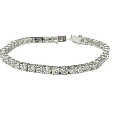 Brazalete redondo brillante tenis diamantes oro blanco 14kt 9,84 quilates Foto 1 de 4