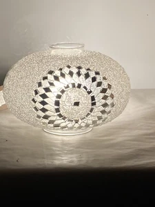 Large Mosaic BOHO Turkish Moroccan Lamp Shade GLASS REPLACEMENT Frosted White - Picture 1 of 4